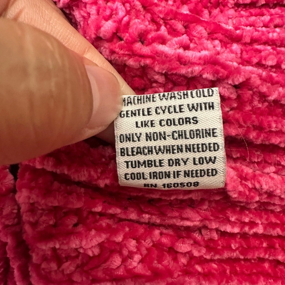 Cocovive Cable Knit Cropped Sweater Pullover Chenille Pink Womens‎ Large Casual - Picture 9 of 12